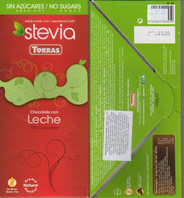 Torras stevia milk chocolate