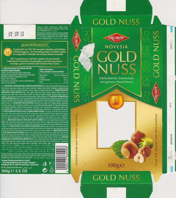 Trumpf novesia Gold Nuss edelvollmilch