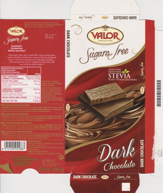 Valor 3 sugar free dark stevia