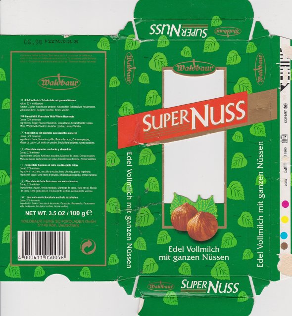 Waldbaur Super Nuss edel vollmilch mit ganzen Nussen