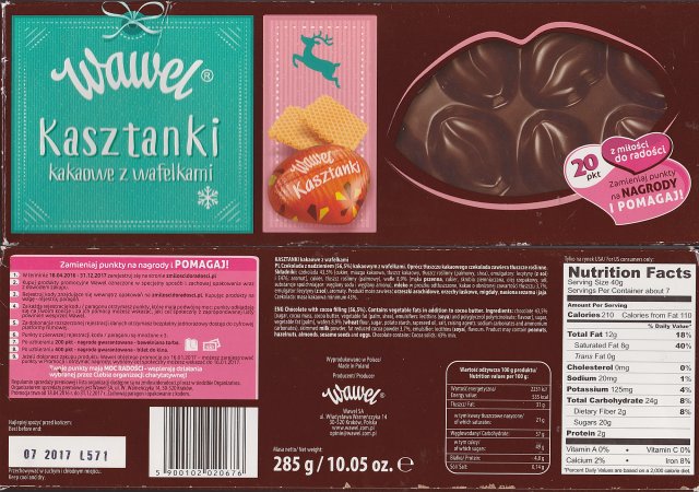 Wawel duze 10 kasztanki kakaowe z wafelkami z milosci do radosci