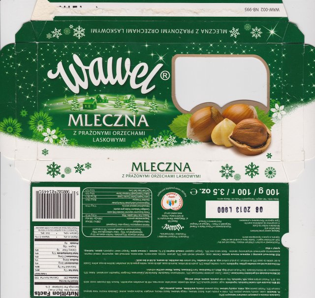 Wawel male mleczna z prazonymi orzechami laskowymi_cr