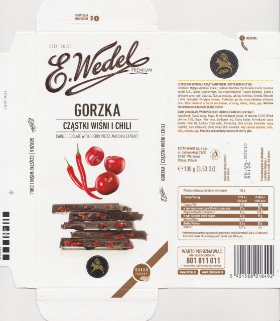 Wedel pion srednie premium gorzka czÄstki wiÅni i chili