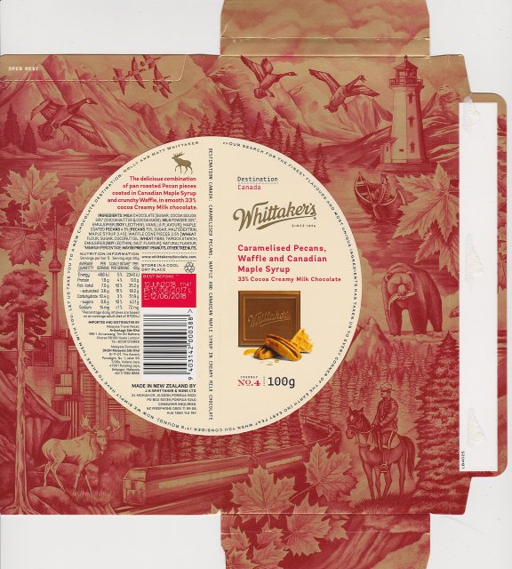 Whittakers caramelised pecans waffle and canadian maple syrup
