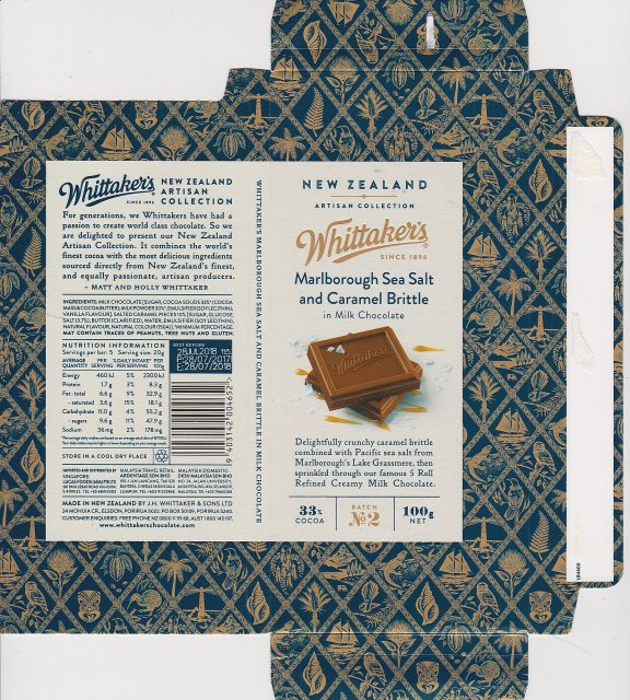 Whittakers marlborough sea salt and caramel brittle