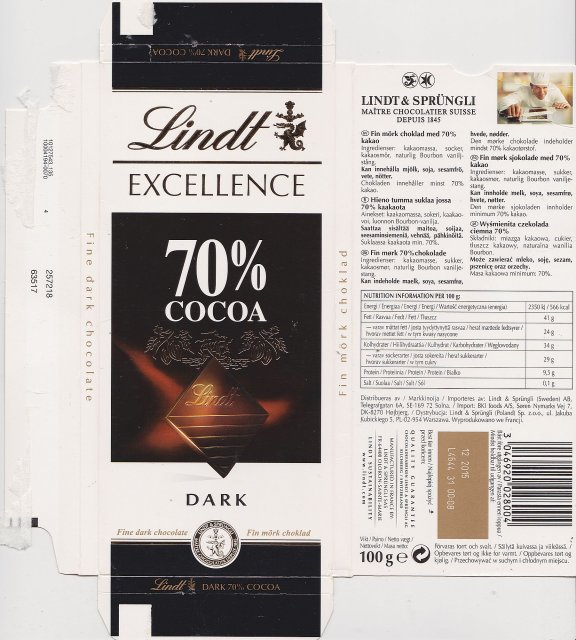 Lindt srednie excellence 0 70 cocoa dark fin mork...