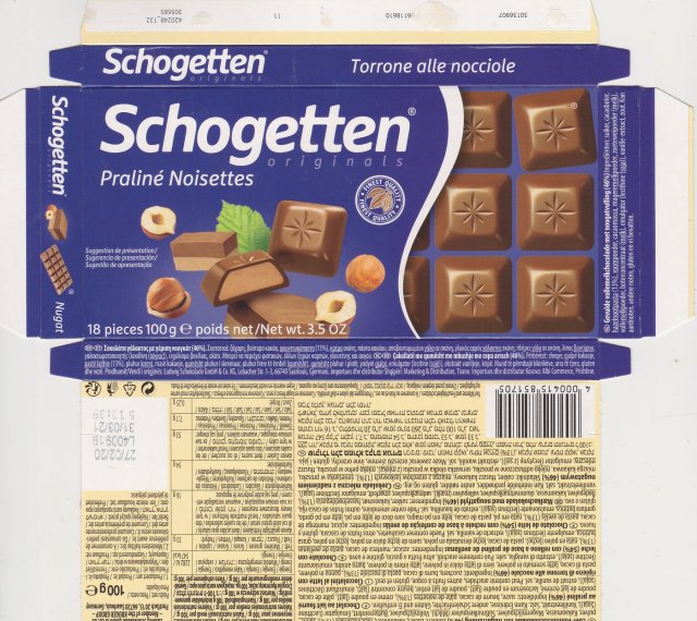 Schogetten Trumpf male 49 Praline Noisettes finest quality originals